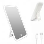 Ogledalo Smile LED 3 baterije + Usb C s postoljem 17 x 24 cm - Bijelo (X) - Slika 4