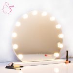 Ogledalo Smile Hollywood x 12 lampi Usb DC stolno 48 x 50 cm - Bijelo poluokruglo (Outlet) - Slika 6