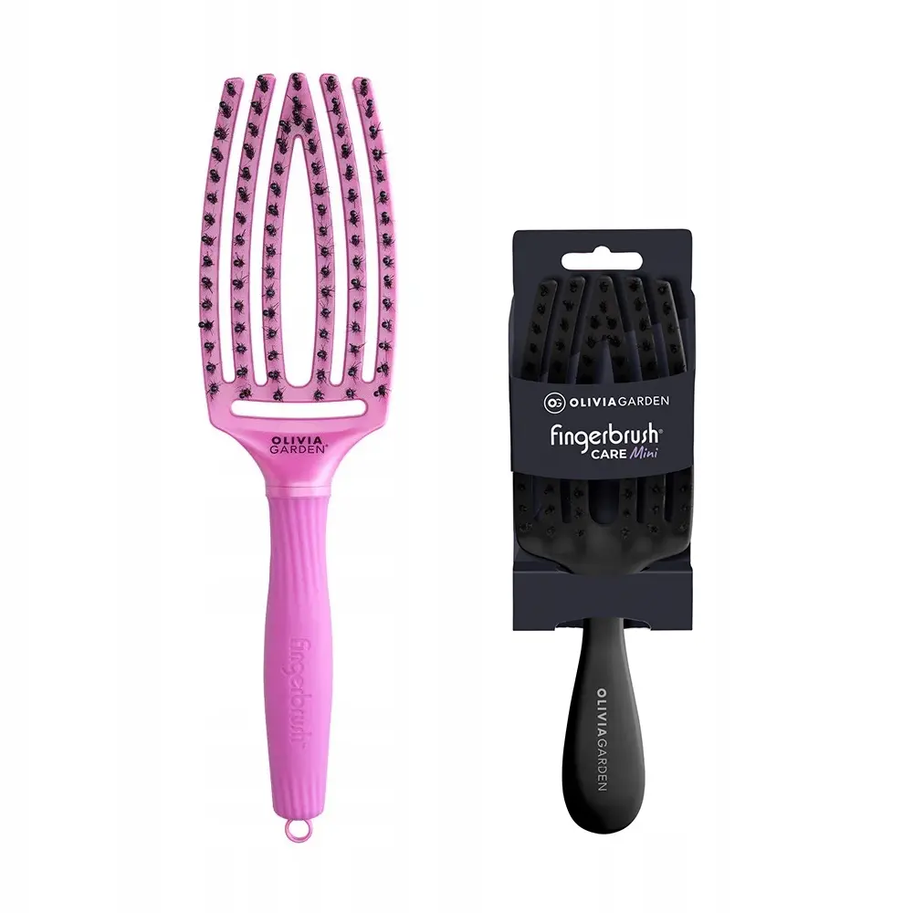 OGIDSET1 Četka za raščešljavanje Olivia Garden Fingerbrush Kids Mini - Black + Venus Pink - Slika 1
