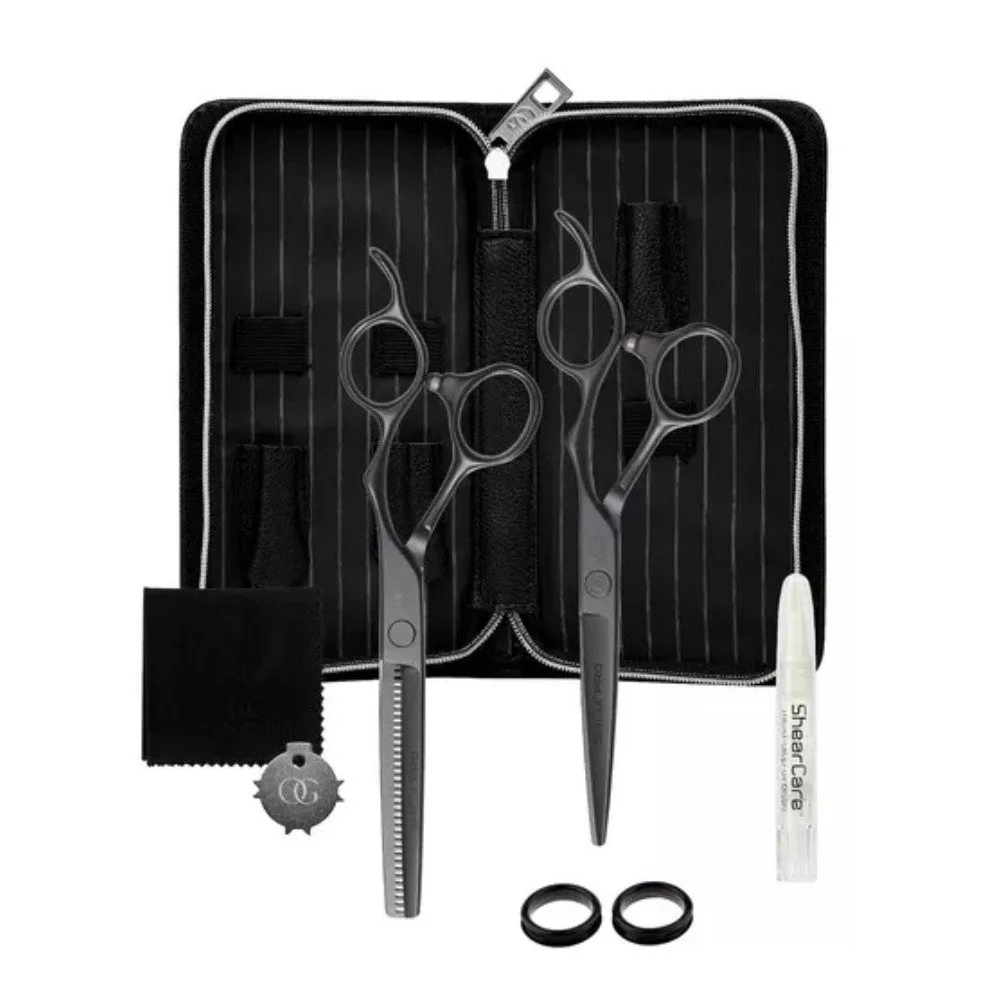 OGMBR57 Makaze za šišanje Olivia Garden Silkcut Pro Matt Black Set - 5,75'' + 6,35'' - Slika 1