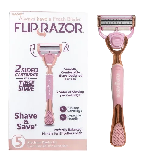 o6schsCA-removebg-preview Brijač Flip Razor + dvostrani žilet s 5 oštrica - Lady - Slika 1